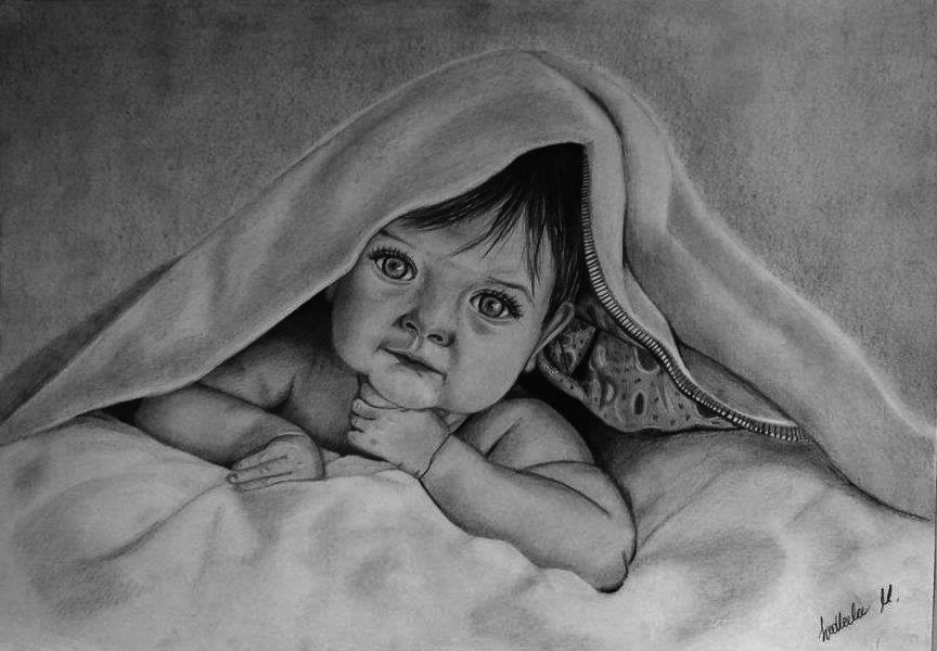 Portret dziecka pod kocem